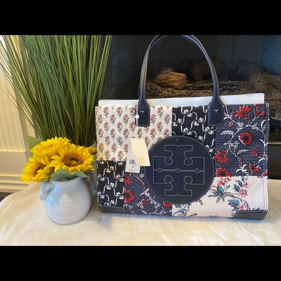 🌸🌺Tory Burch Ella Quilted Patchwork Tote 🌺🌸 - Picture 7 of 8